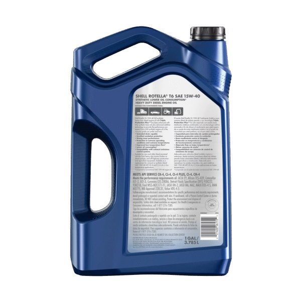 Shell Rotella T6 Full Synthetic 15W-40 Diesel Engine Oil, 1 Gallon - Image 2