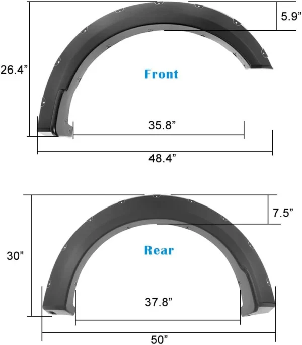 Ford - Pocket Rivet Style Fender Flares 4PC | Paintable Textured Black Paintable - Image 8
